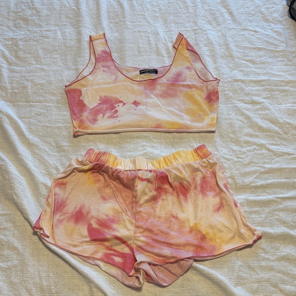Wild Fable Pink and Yellow Tie-Dye Pajama Set